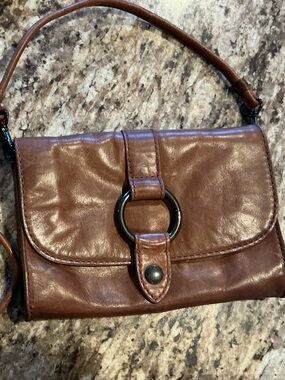 Frye ring leather crossbody bag